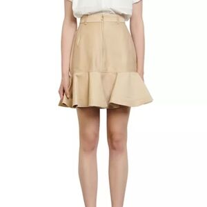 SANDRO | Women's Tan Orla Canvas Skater Mini Zip Up Skirt